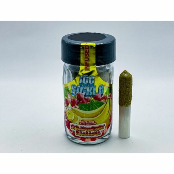 Cali Bliss Bomb Strawberry Banana Sativa Pre-Rolls – 4 Pack Ice Sickle Edition