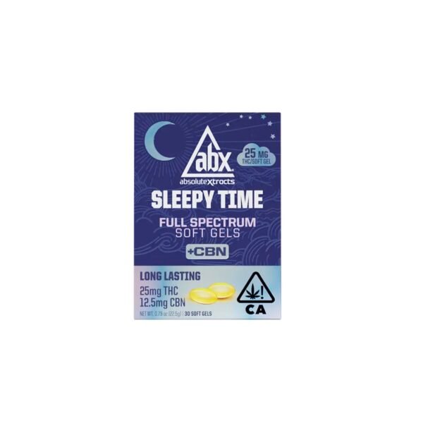 ABX | Sleepy Time | 25mg THC : 12.5mg CBN Soft Gels | 30 Capsules